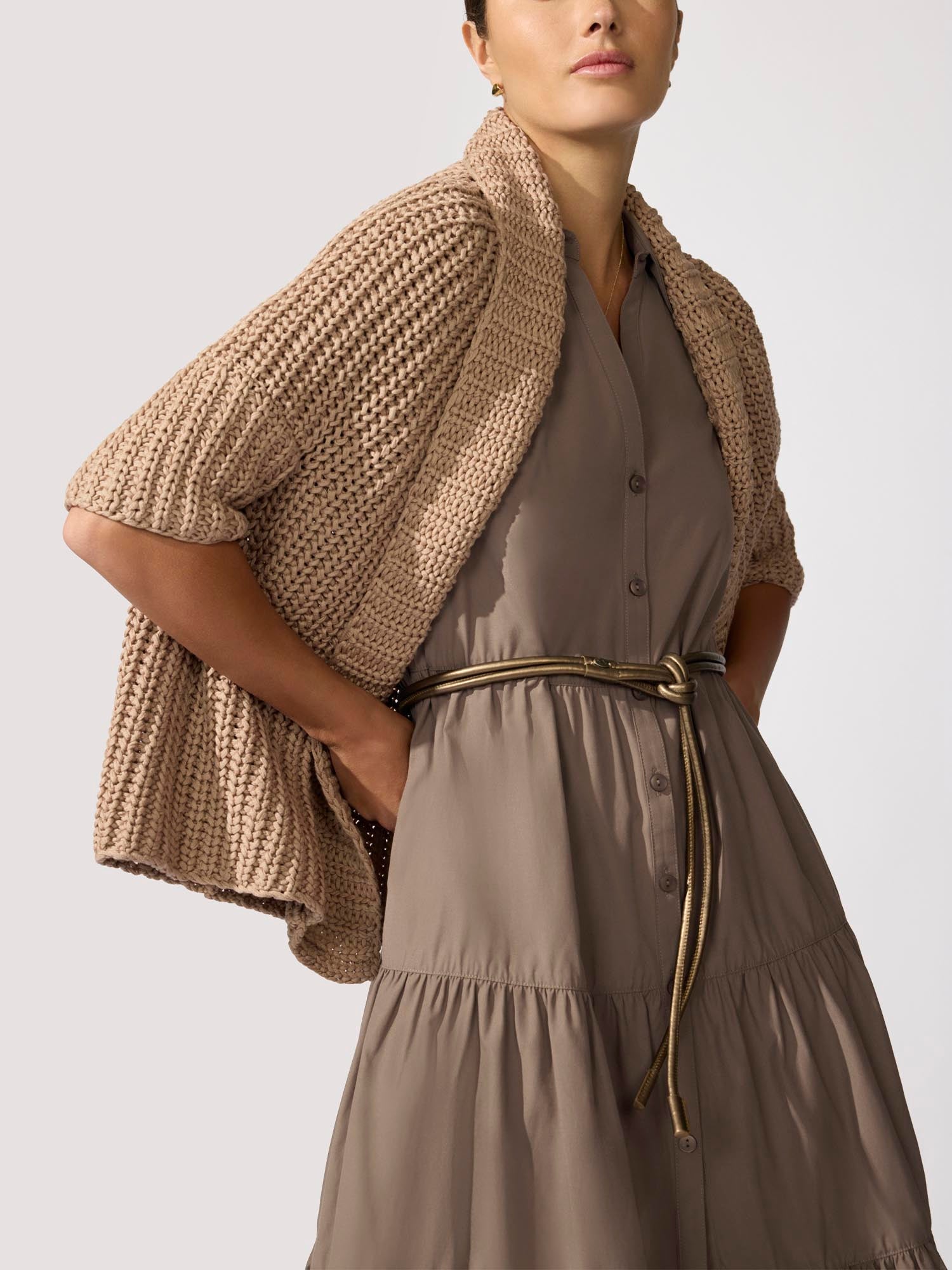 Women's Fida Handknit Shrug in Mocha | Brochu Walker L
