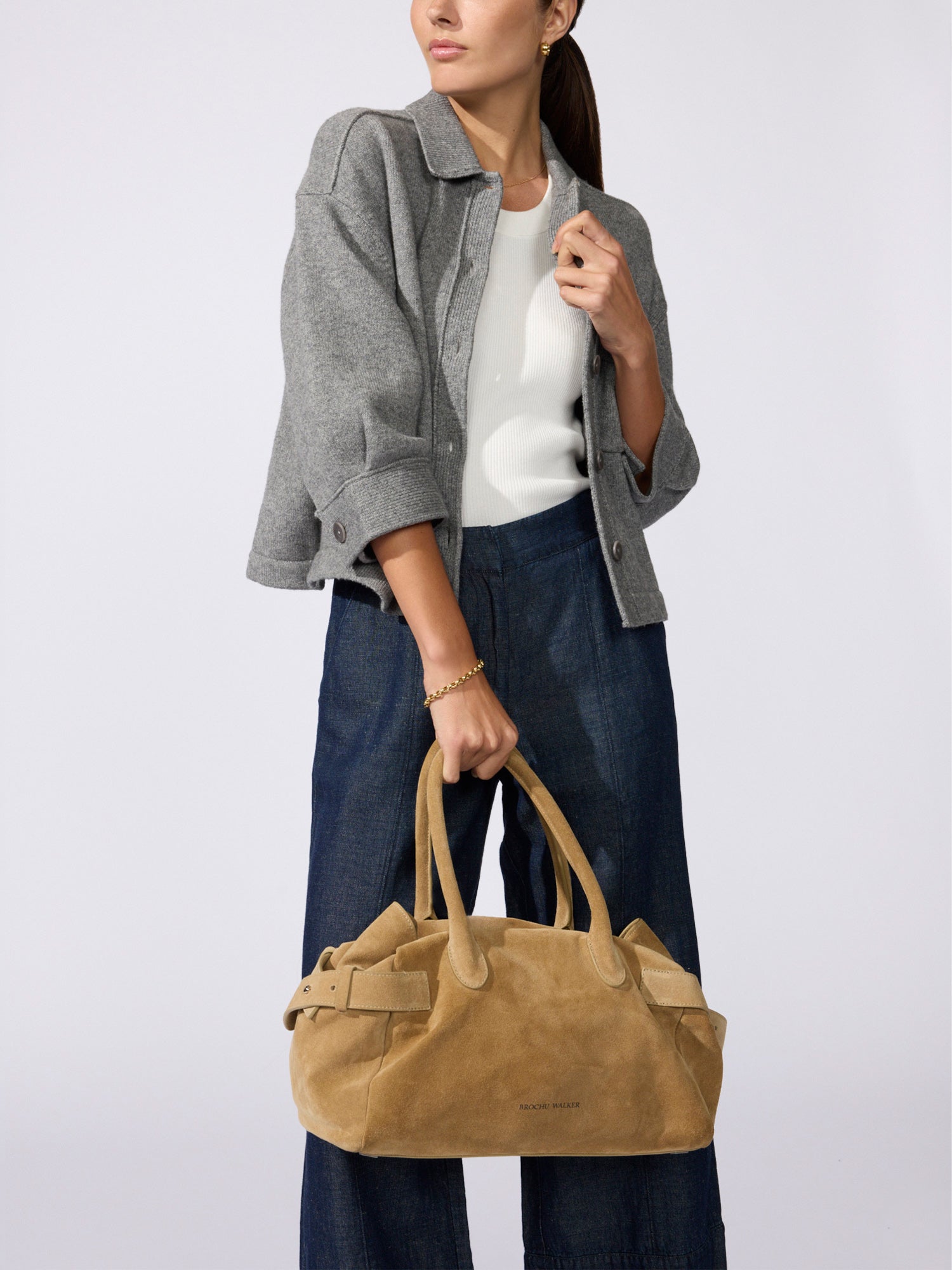 Women's Petite Suede Tote in Straw | Brochu Walker