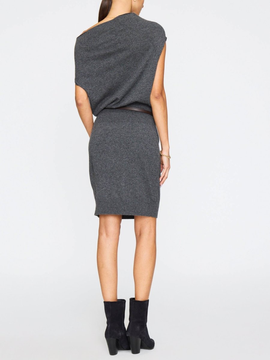 cashmere dress mini The Lori Sleeveless Cashmere Mini in Dark Charcoal Mélange | XS