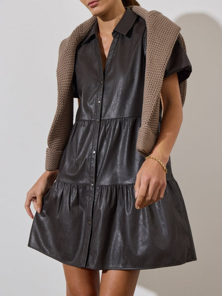 Women's Havana Vegan Leather Mini Dress in Timber | Brochu Walker