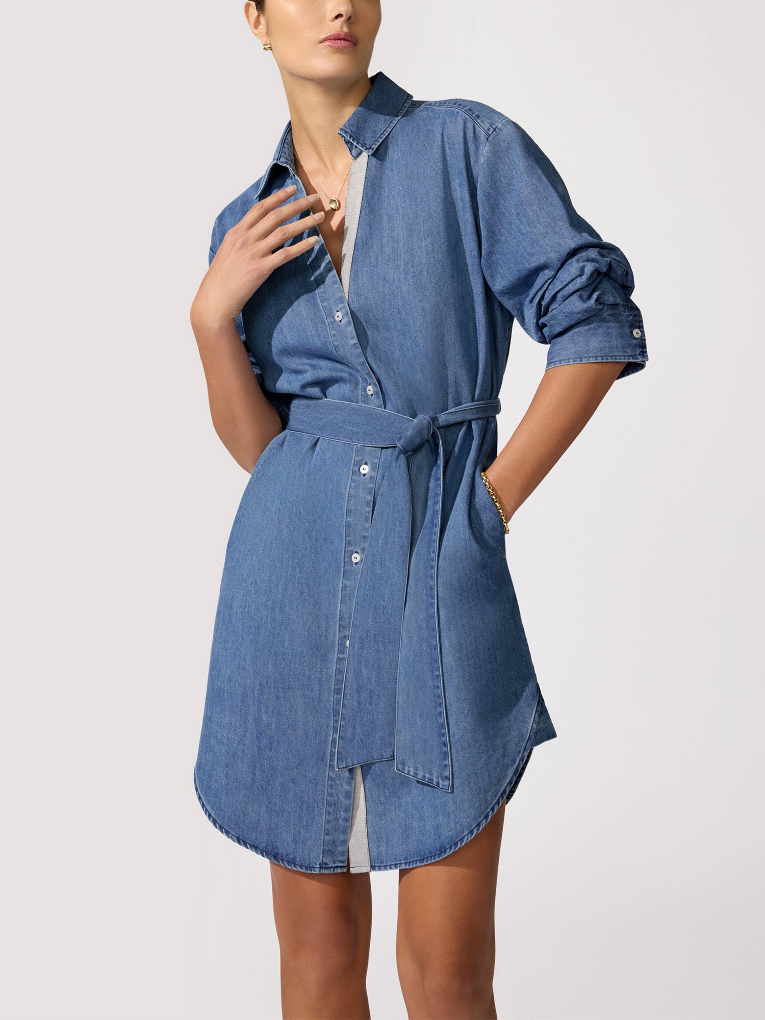 The Pia Denim Dress in Atlantic Wash | L | Brochu Walker