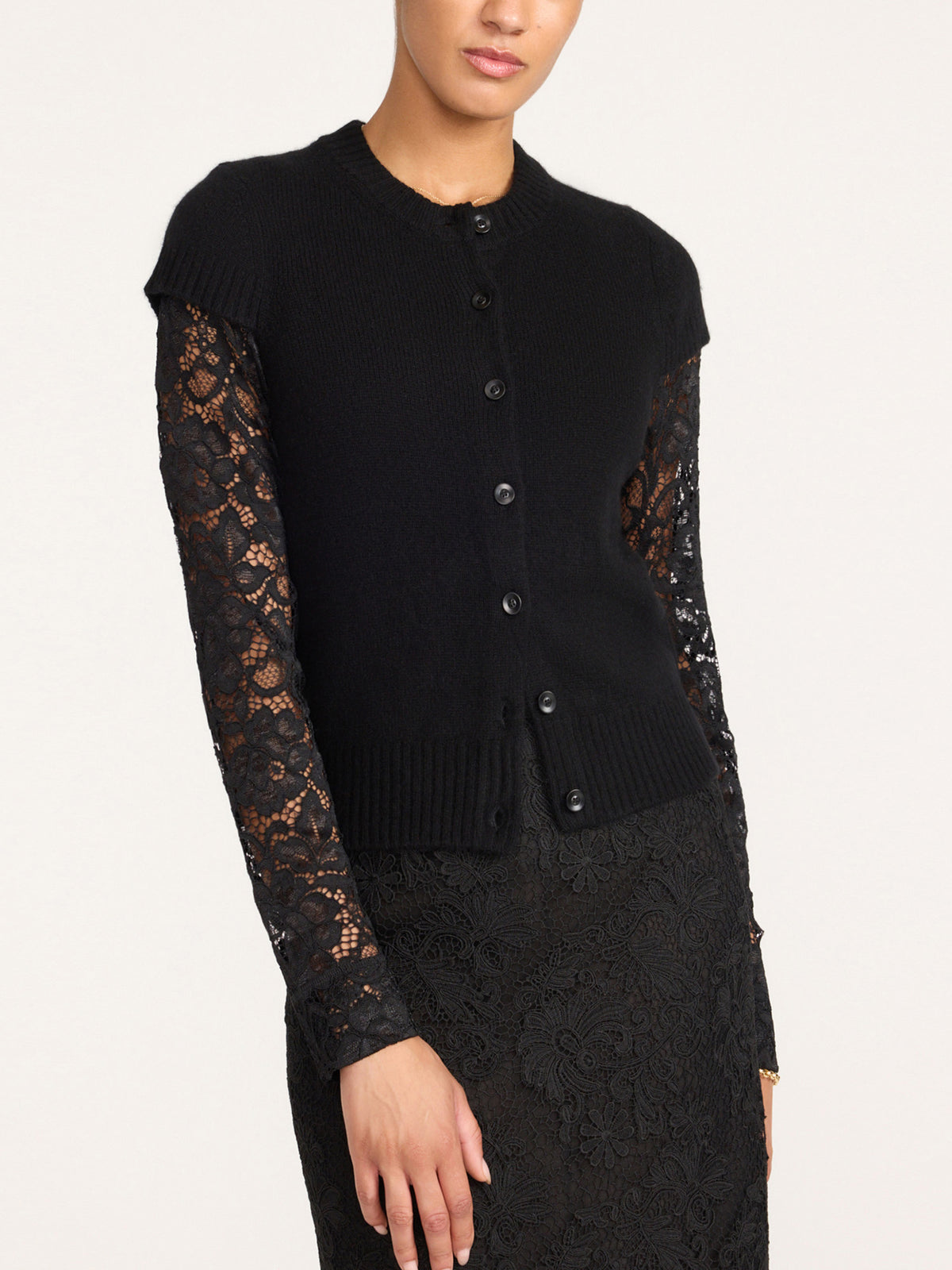 The Gemma Lace Layered Cardigan in Black Onyx