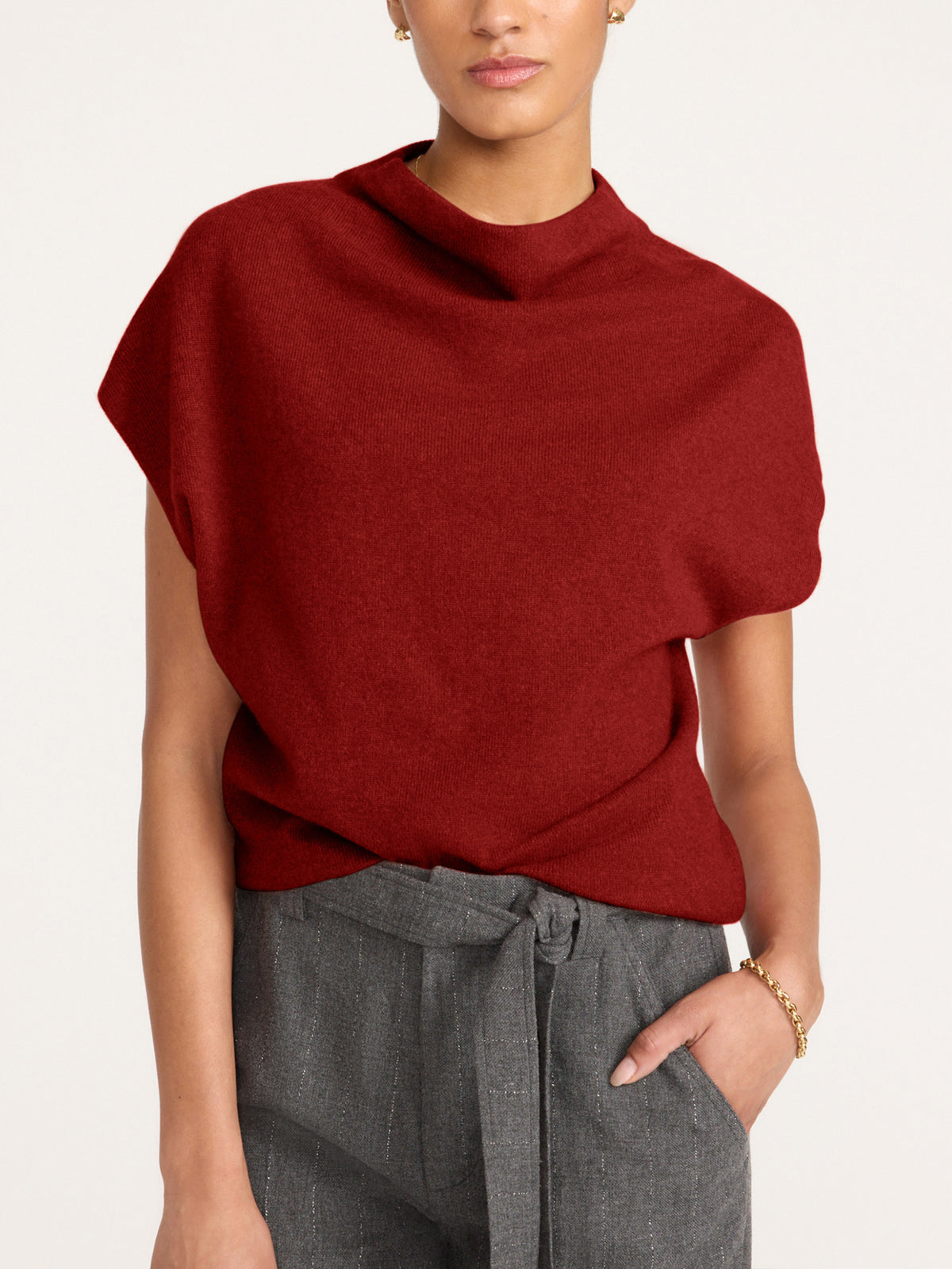 The Morten Funnel Neck Cashmere Top, image 1 of 7