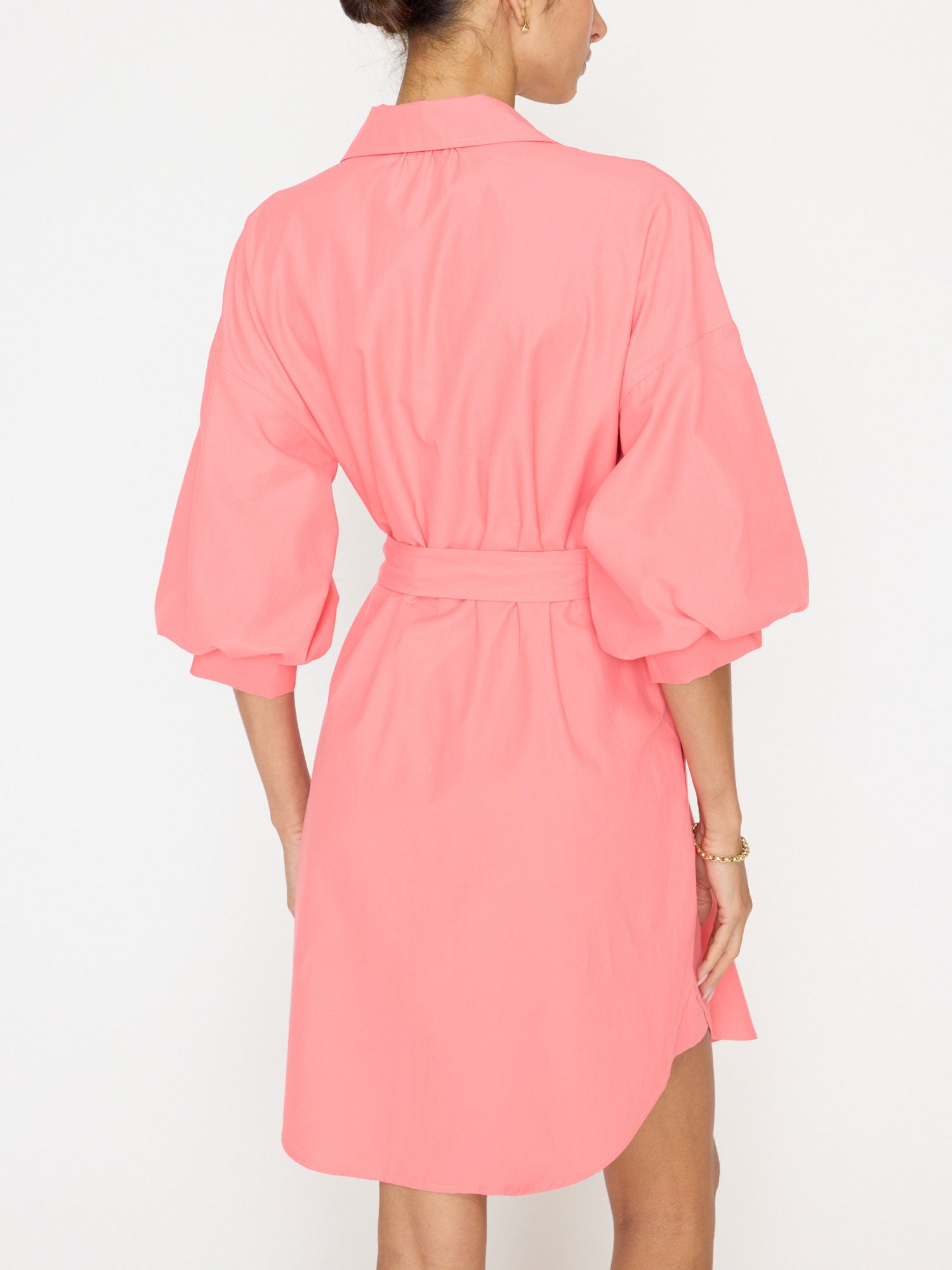Kate belted button up mini shirtdress pink back view