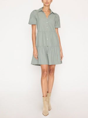 Havana tiered mini beige dress full view