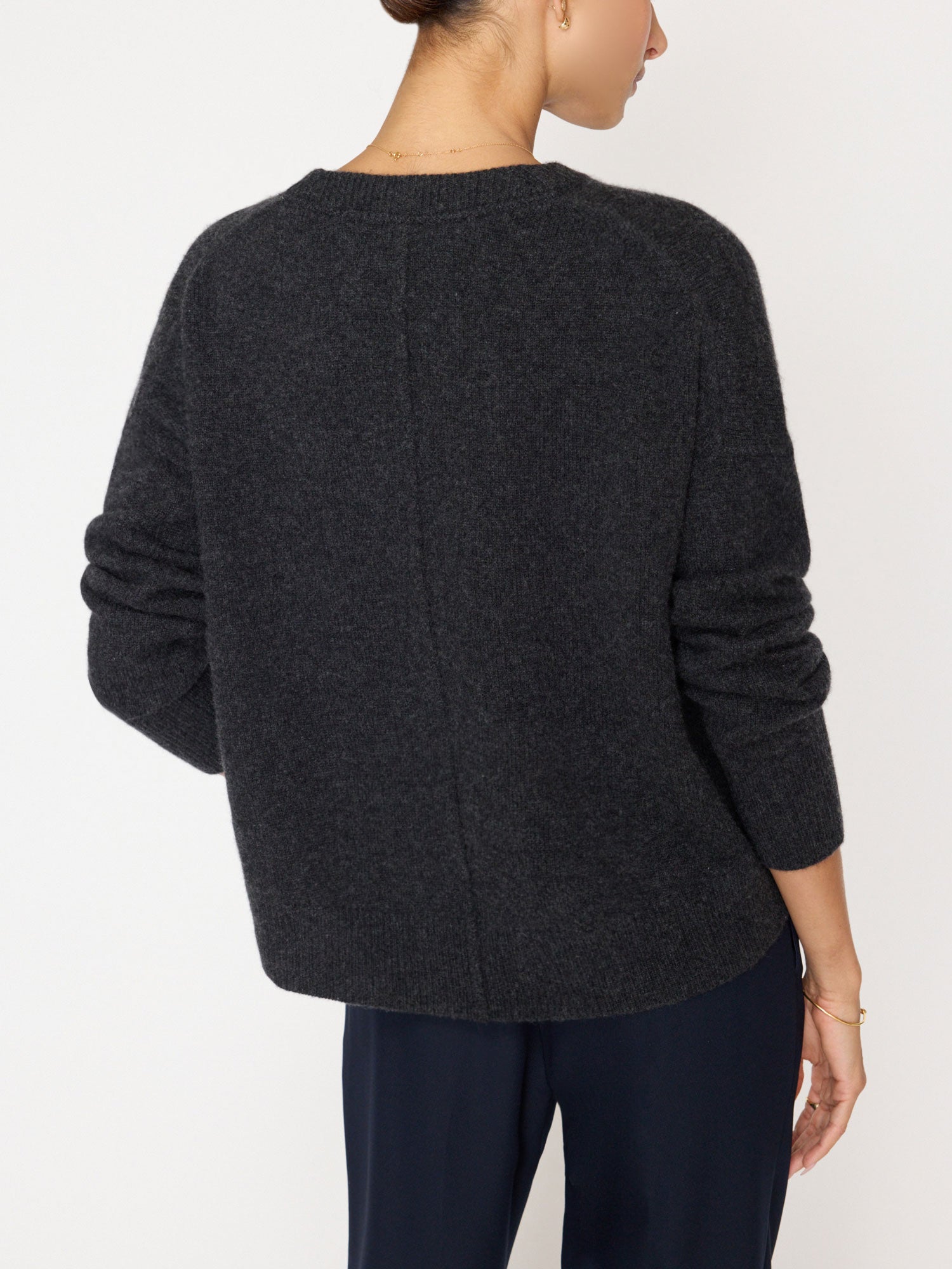 Everyday cashmere crewneck grey sweater back view