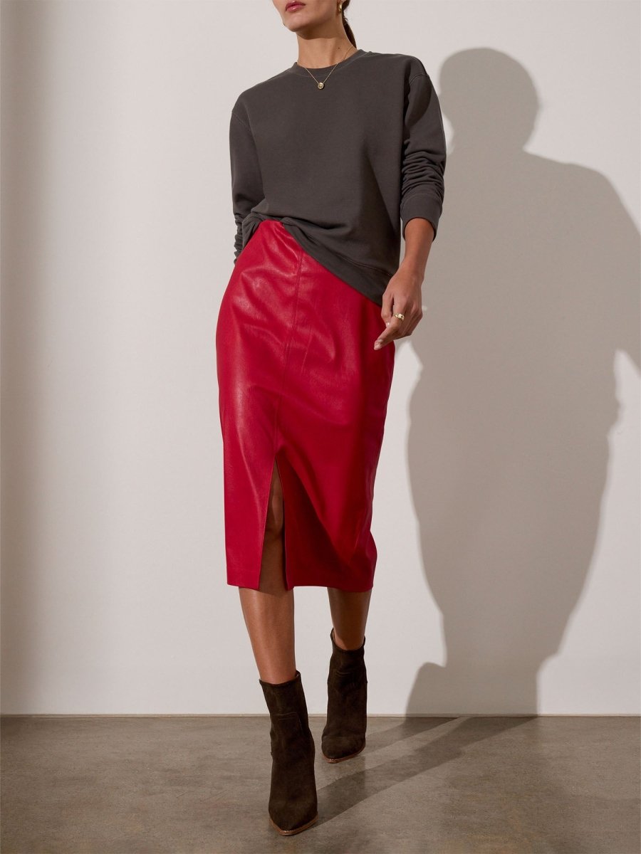 Women's Esme Vegan Leather Skirt in Crimson Brochu Walker