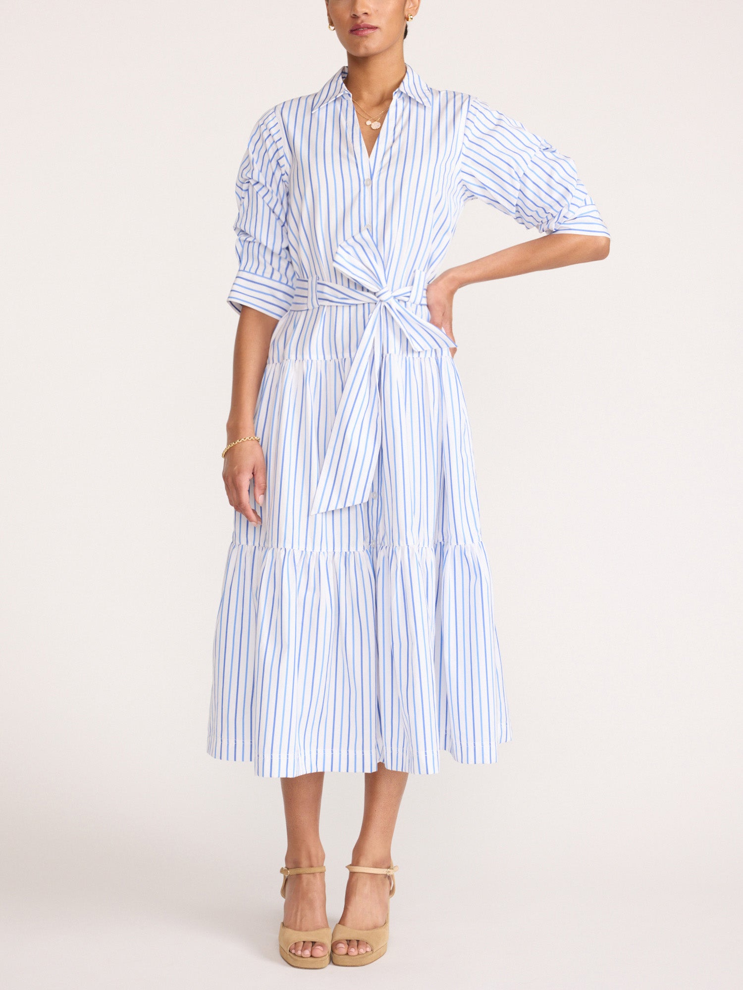 hampton tiered midi dress Wayf Hampton Tiered Midi Dress In Orange Roses