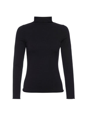 Anika black mock neck top flat view