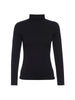 Anika black mock neck top flat view