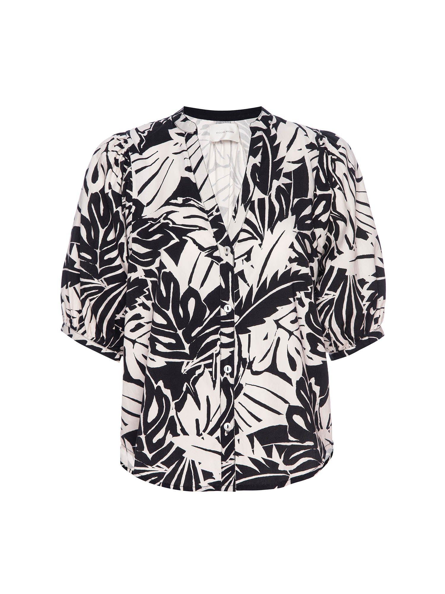 Asteria black and white printed blouse flat view