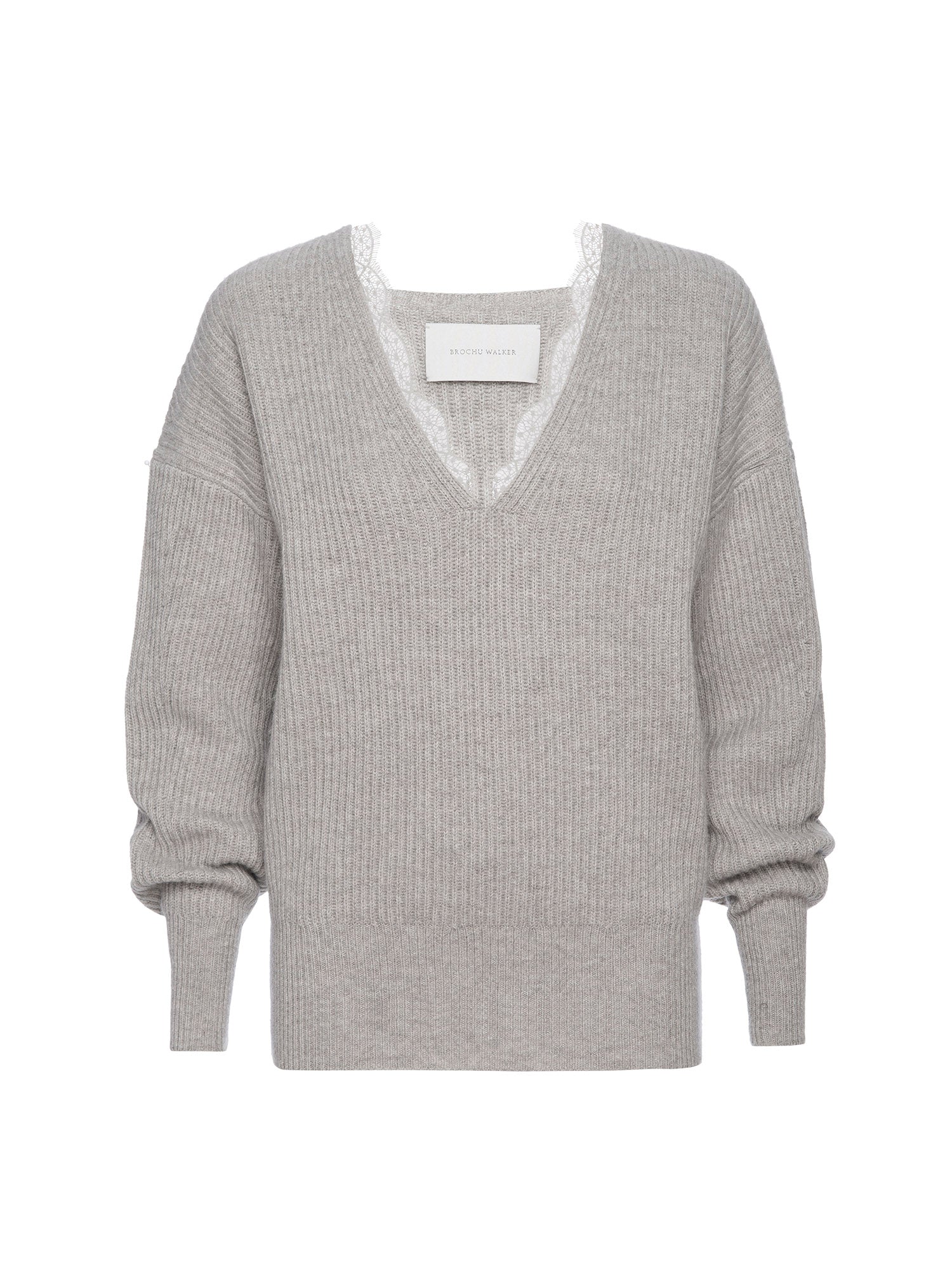 Ava V-neck light grey sweater flat view