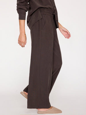 Aaron Wide-leg brown pants side view 2