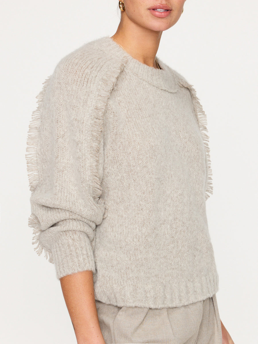 Aimee beige cashmere-wool crewneck sweater side view