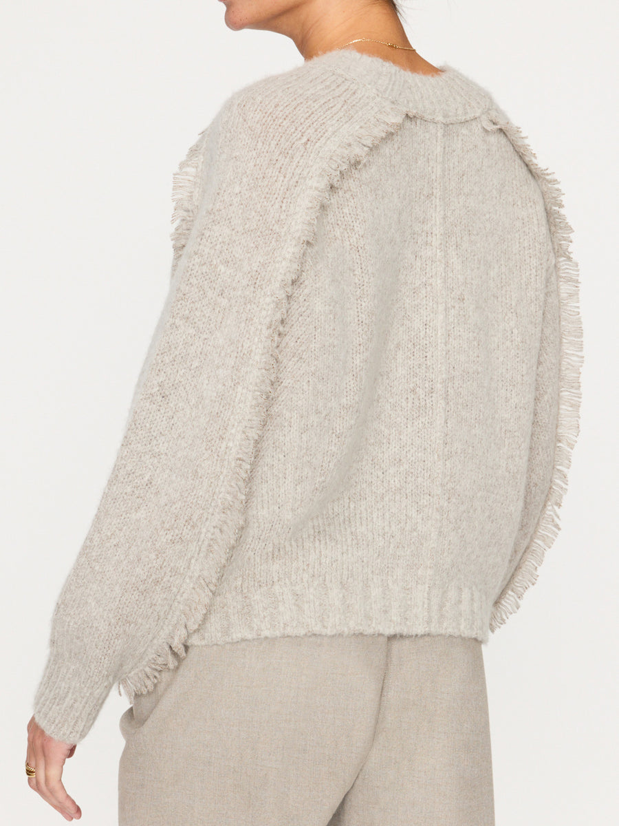 Aimee beige cashmere-wool crewneck sweater back view