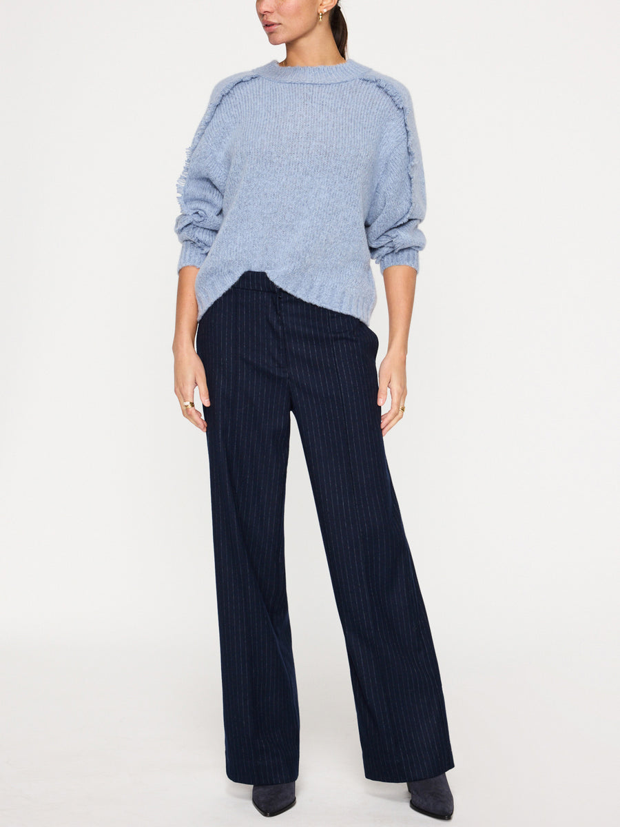 Aimee blue cashmere-wool crewneck sweater full view