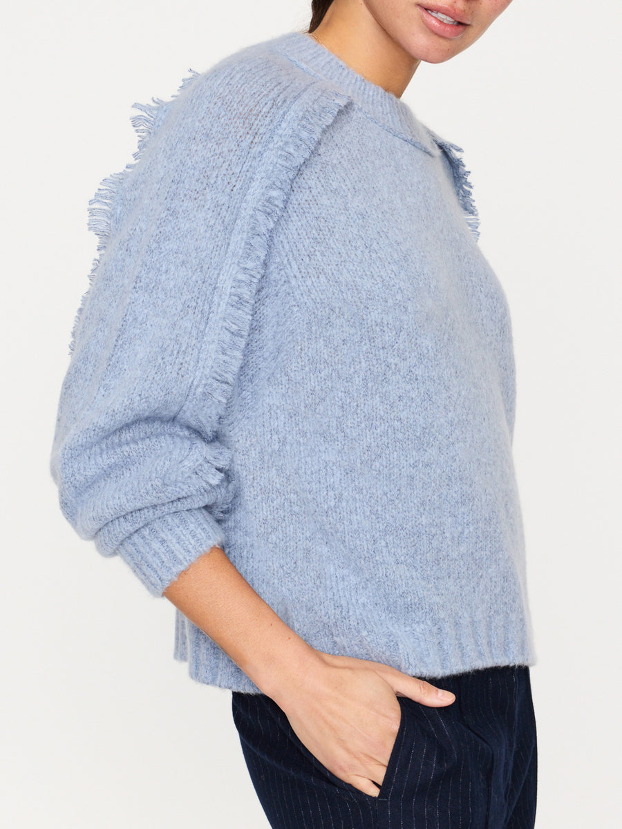 Aimee blue cashmere-wool crewneck sweater side view