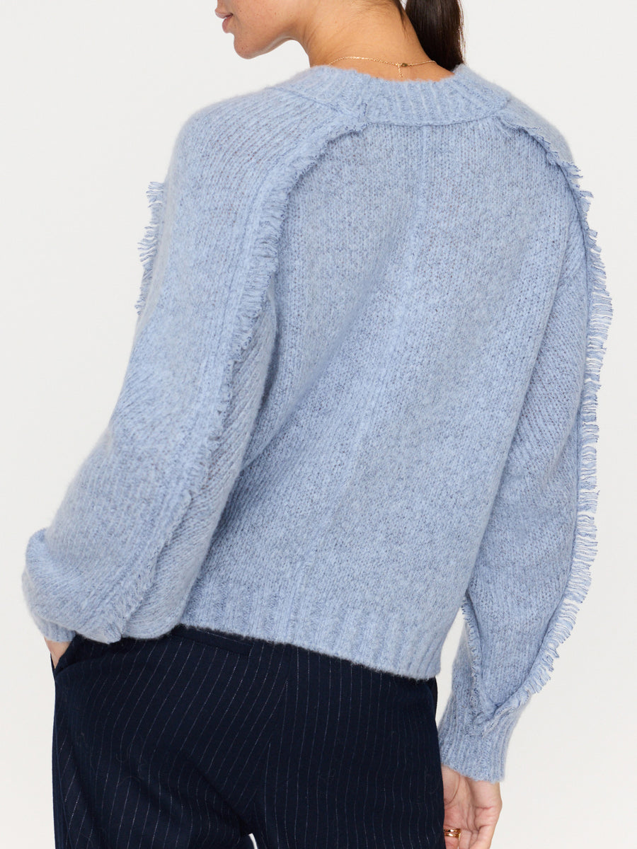 Aimee blue cashmere-wool crewneck sweater back view