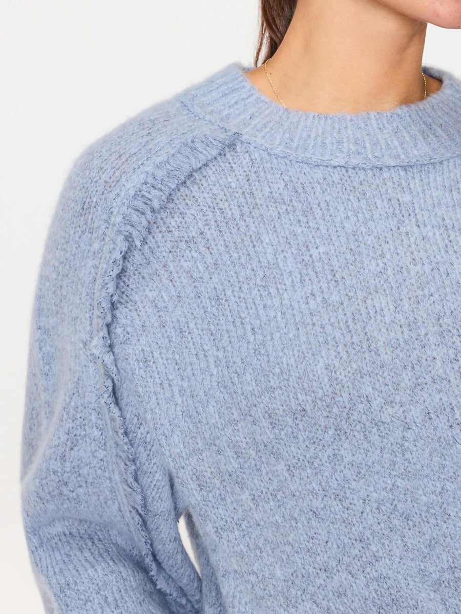 Aimee blue cashmere-wool crewneck sweater close up