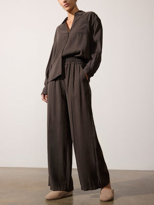 Aaron Wide-leg brown pants side view