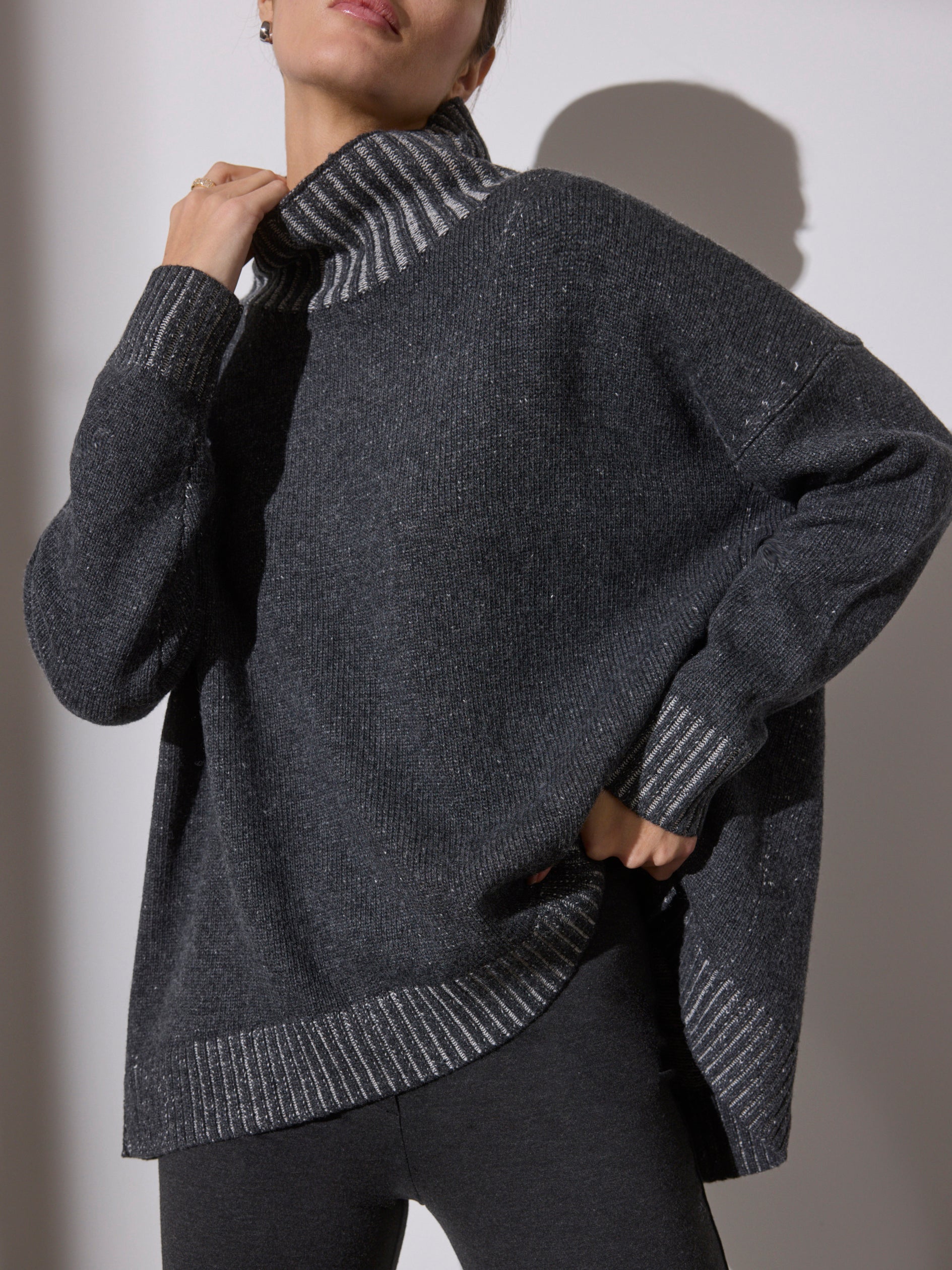 Ana gray turtleneck sweater front view