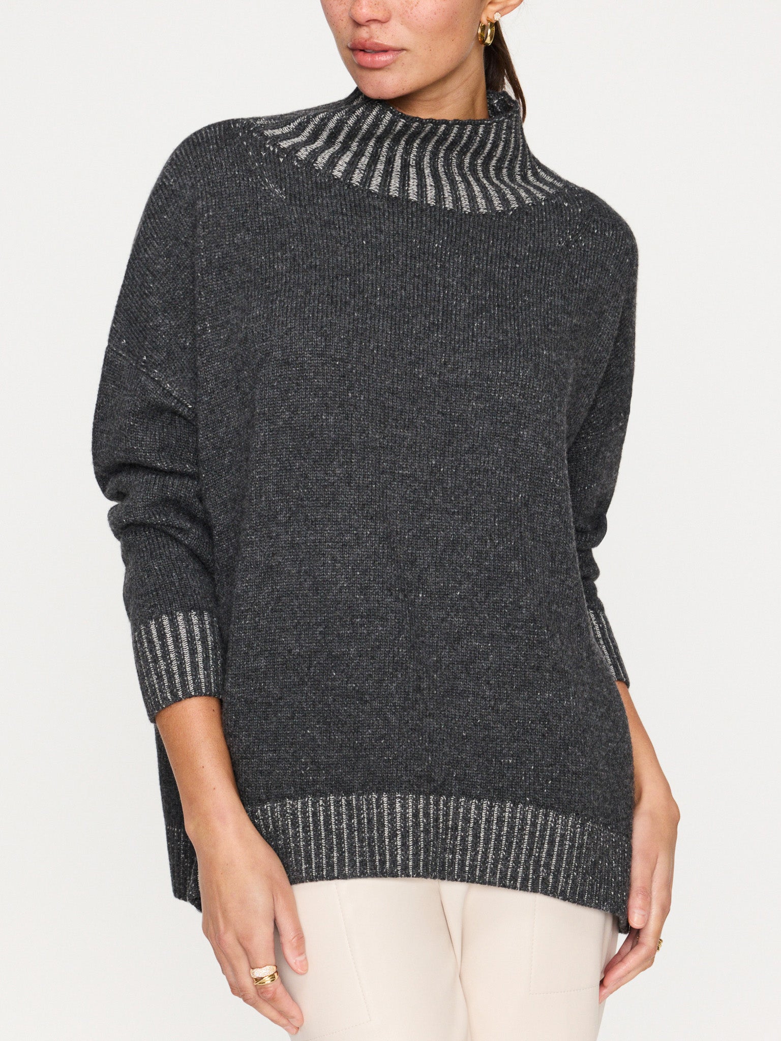 Ana gray turtleneck sweater front view 3