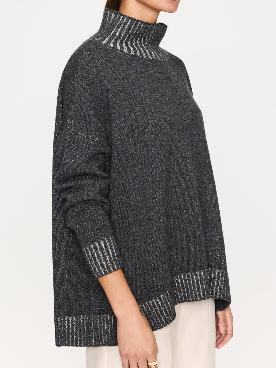 Ana gray turtleneck sweater side view 2