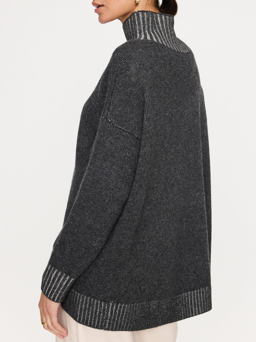 Ana gray turtleneck sweater back view