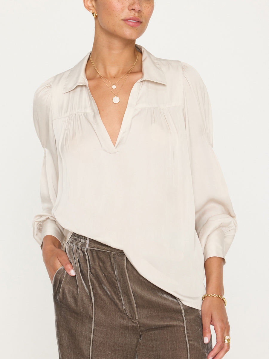 Anson white v-neck blouse front view
