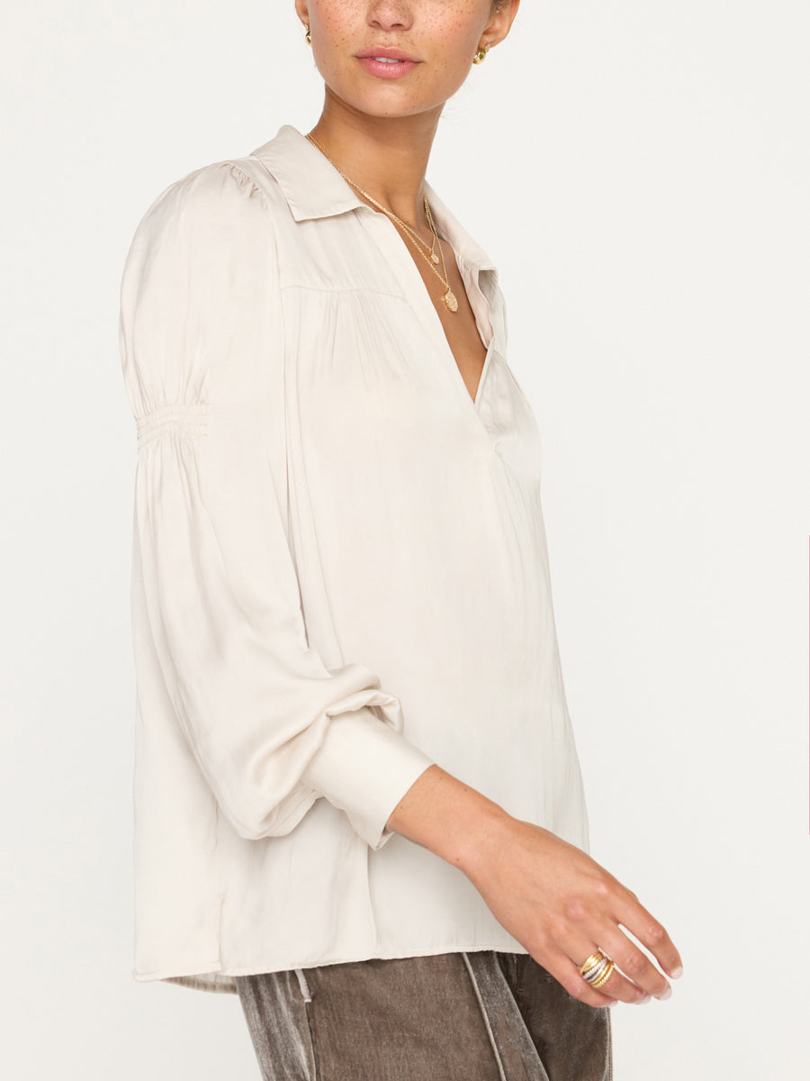 Anson white v-neck blouse side view