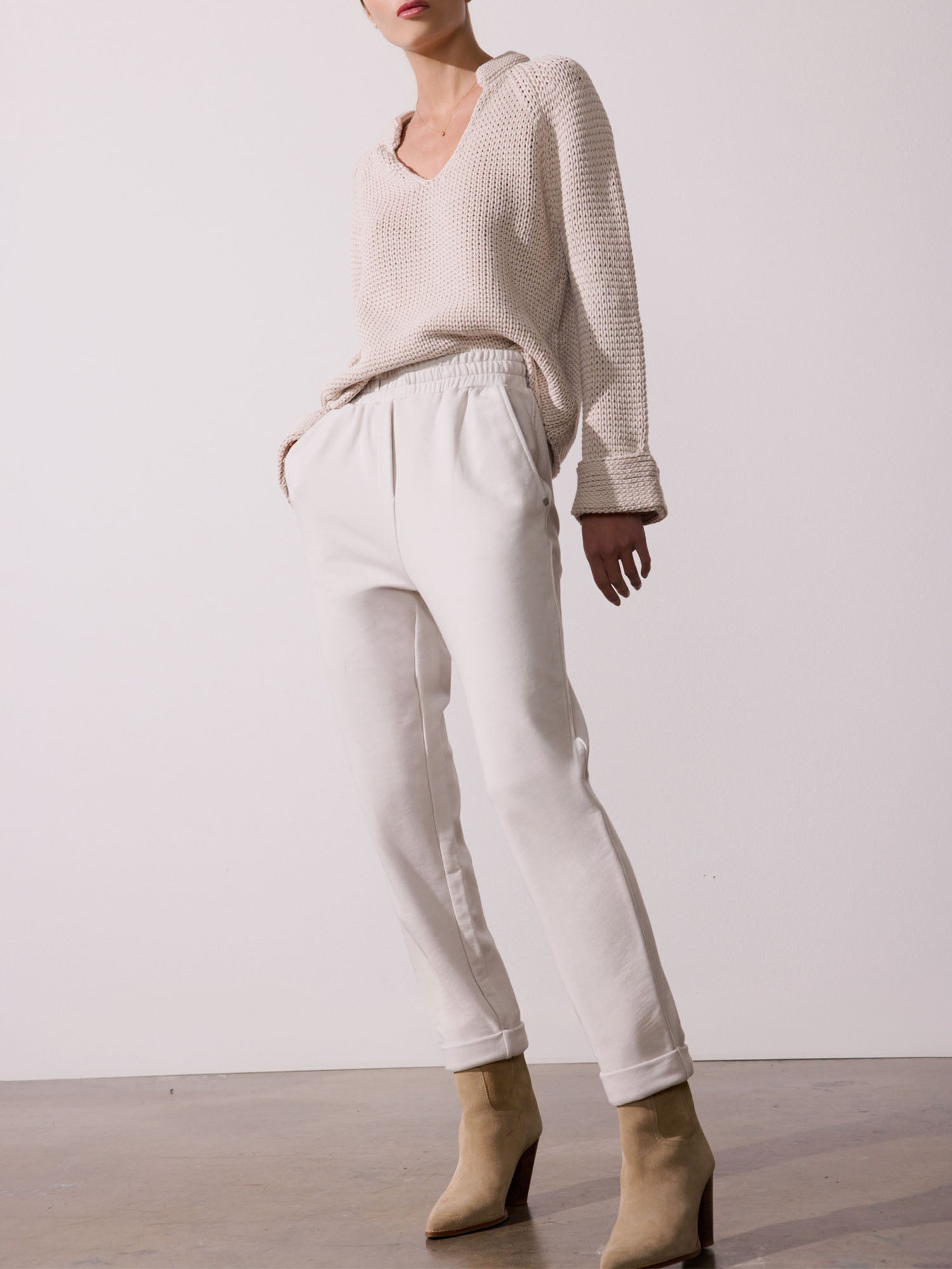 Penn Terry off-white ankle pant full view