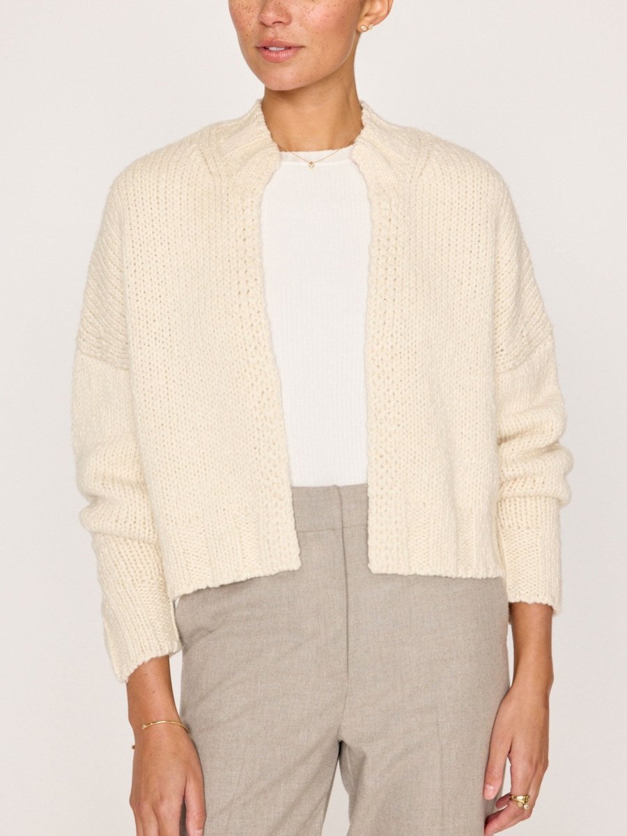 Asher ivory Cardigan Sweater front view 2