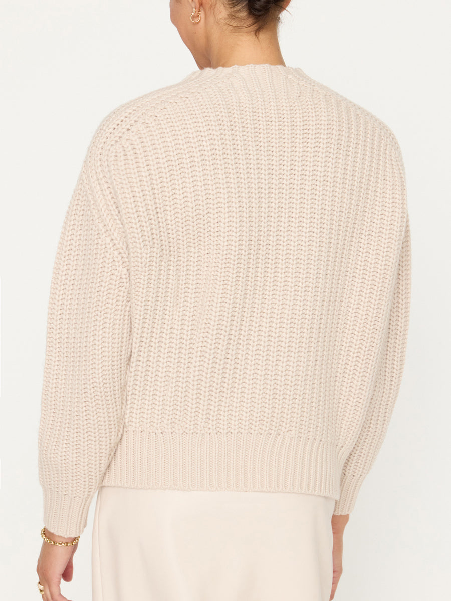 Beckett beige ribbed crewneck pullover sweater back view