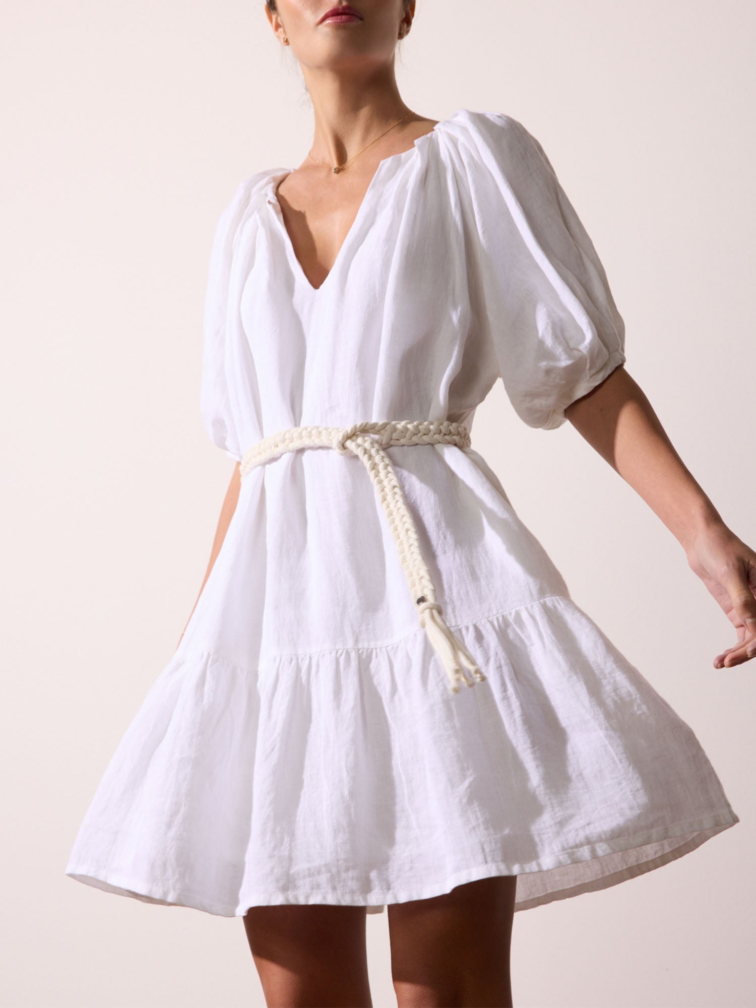 Bree tiered mini white dress 3