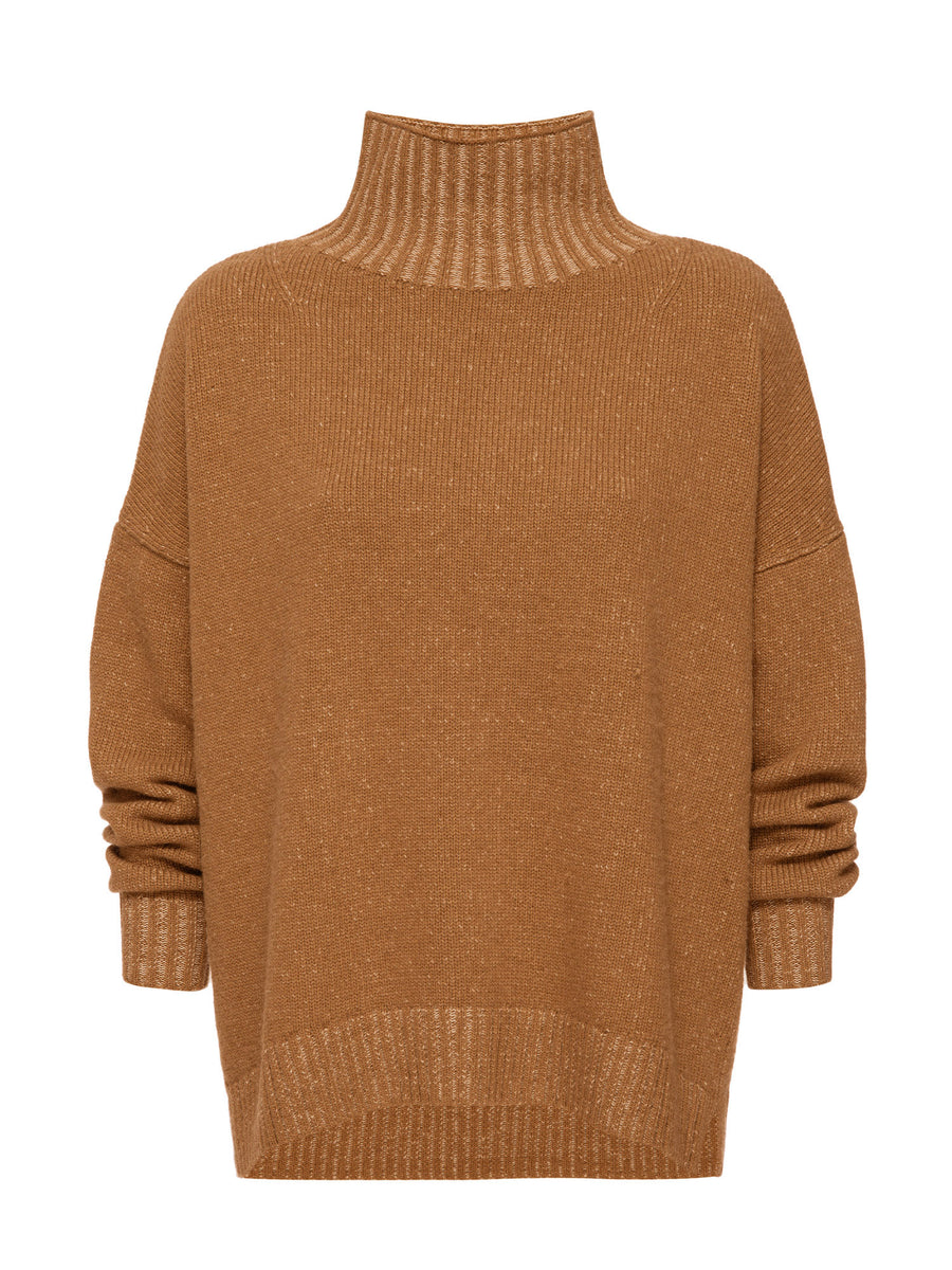 Ana brown turtleneck sweater flat view