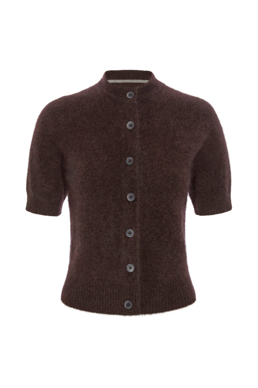 The Brushed Cashmere Rhea Cardigan in Carob