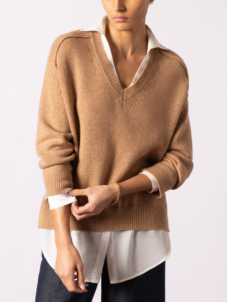 トップス obafer Limited V Neck Sweater Camel Men's Camel cashmere V-neck | Tricot