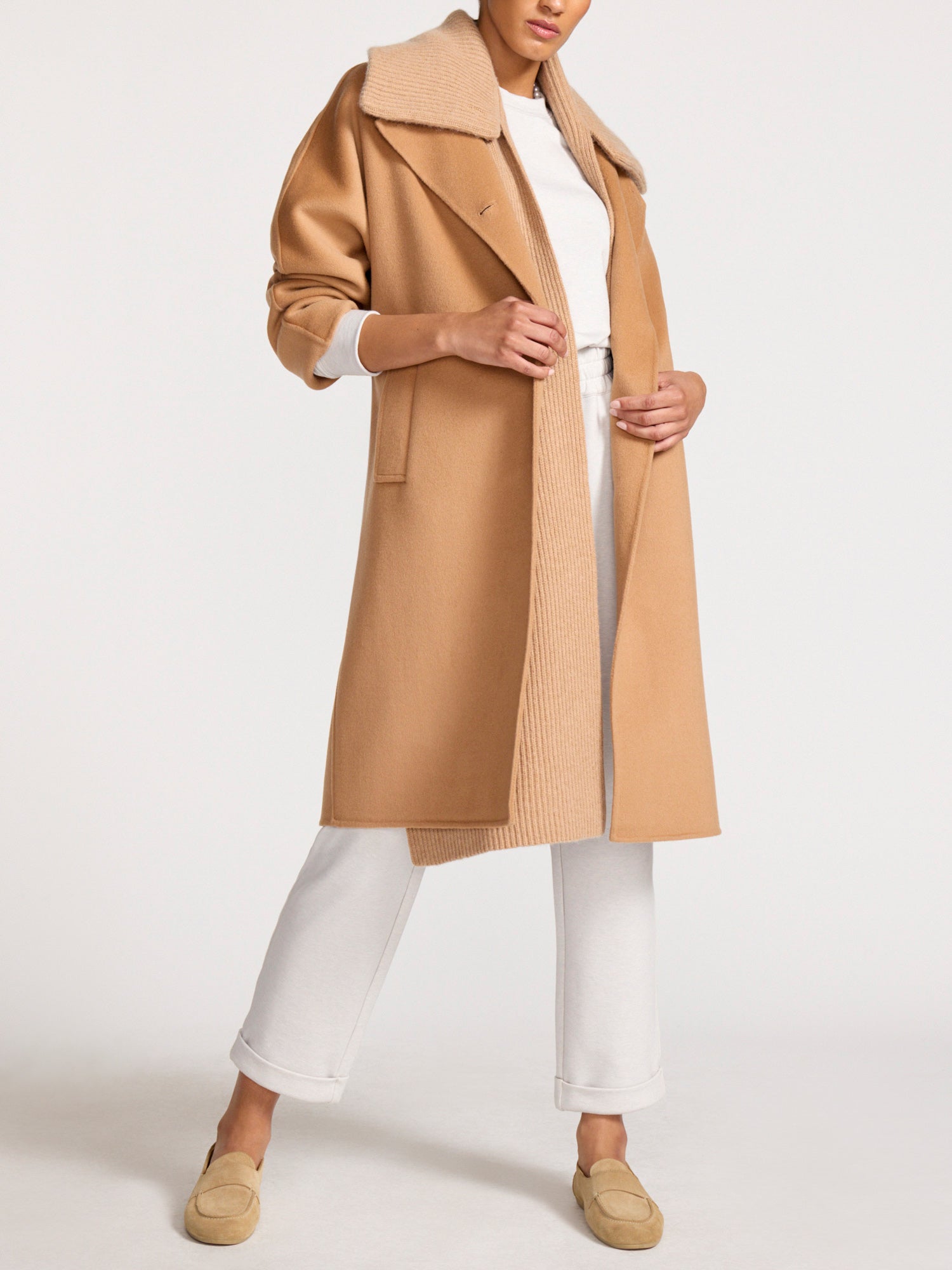 Women's Collared Scarf in Camel Mélange | Brochu Walker