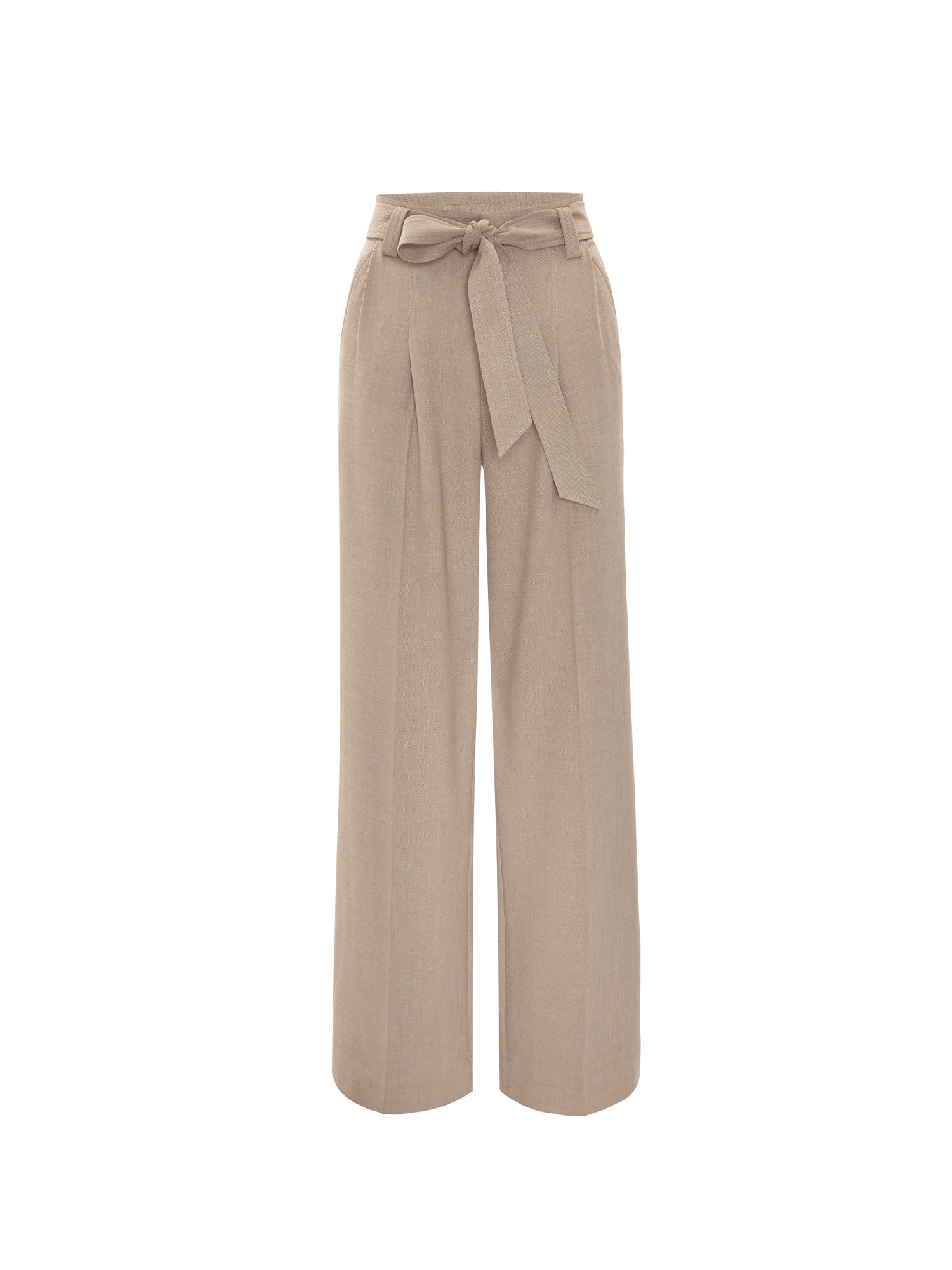 Duke suit pant in Tawny, high-waisted wide-leg trousers with a matching tie belt shown on a white background.