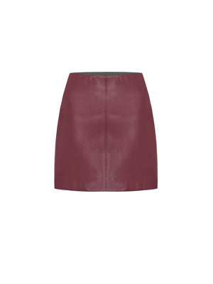 Vegan leather mini skirt in smooth high‑waist A‑line style