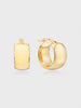 Gold mini hoop earrings shown from two angles, highlighting the polished chunky band