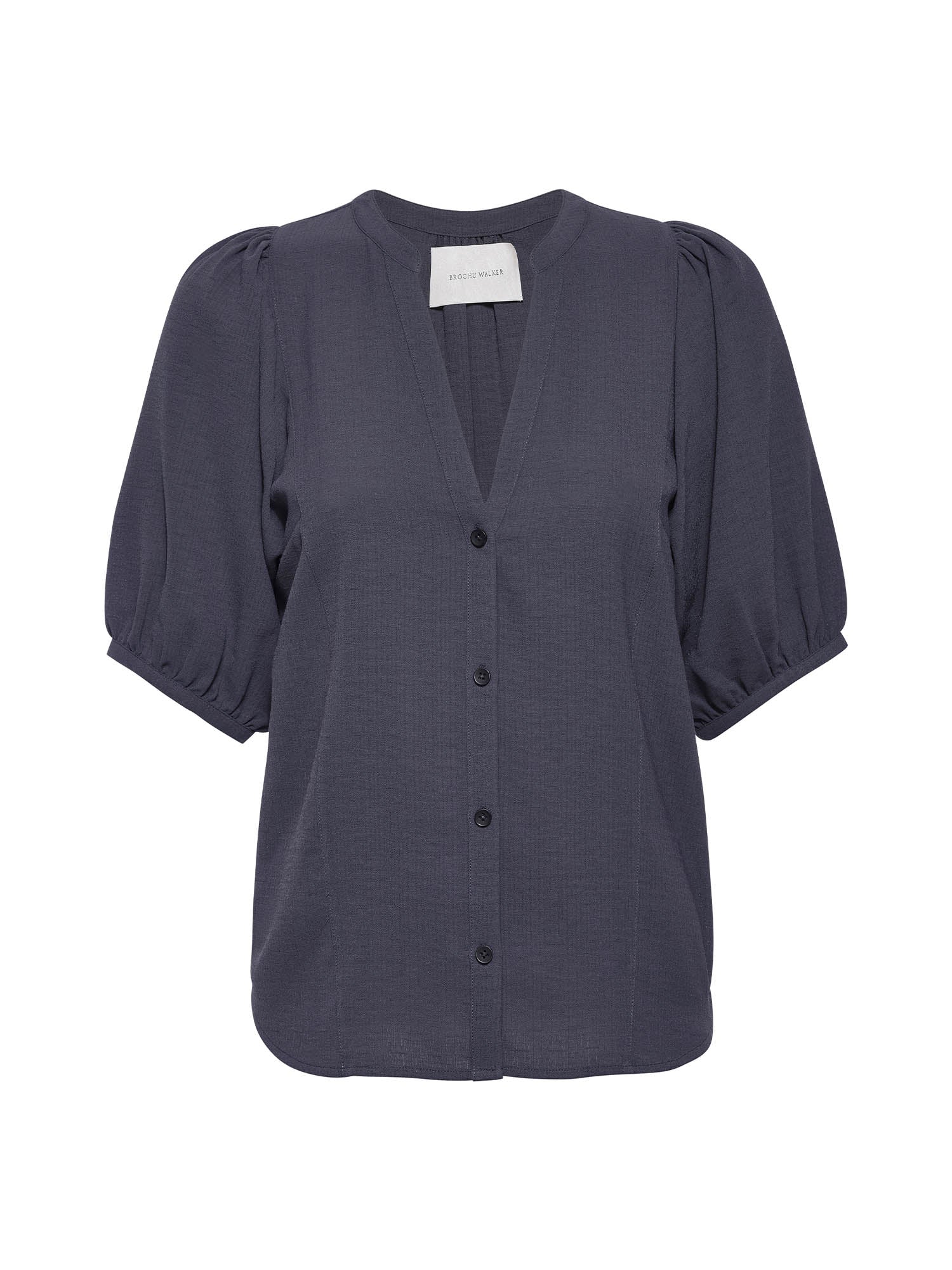 East v-neck gray blouse flat view