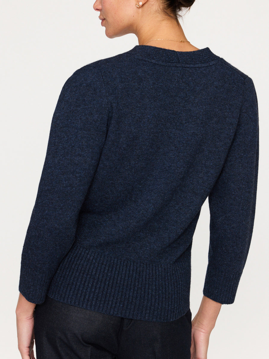 Ellison v-neck navy sweater back view
