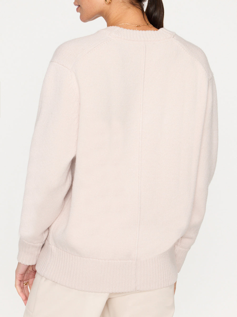 Emery light pink v-neck sweater back view