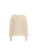 Ecru Everyday Pointelle Bright Crew, a cropped open-knit designer sweater with a crewneck and ribbed cuffs, on a white background.