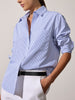 Everyday button up blue stripe shirt front view