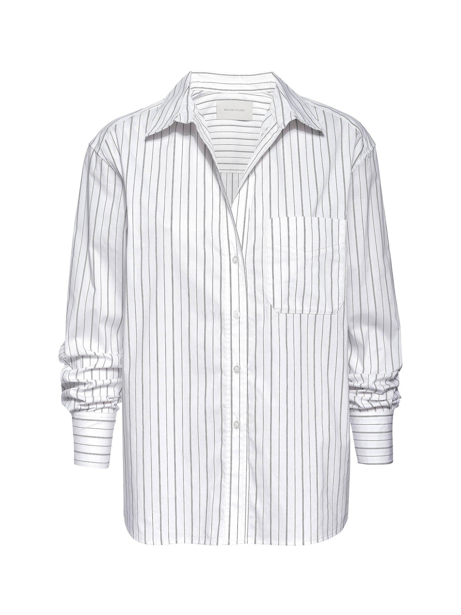 Everyday button up white stripe shirt flat view