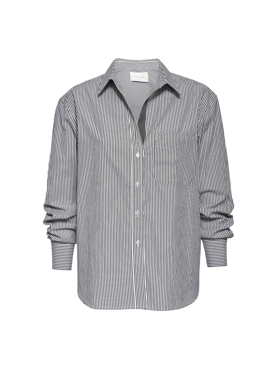 Everyday button up grey stripe shirt flat view