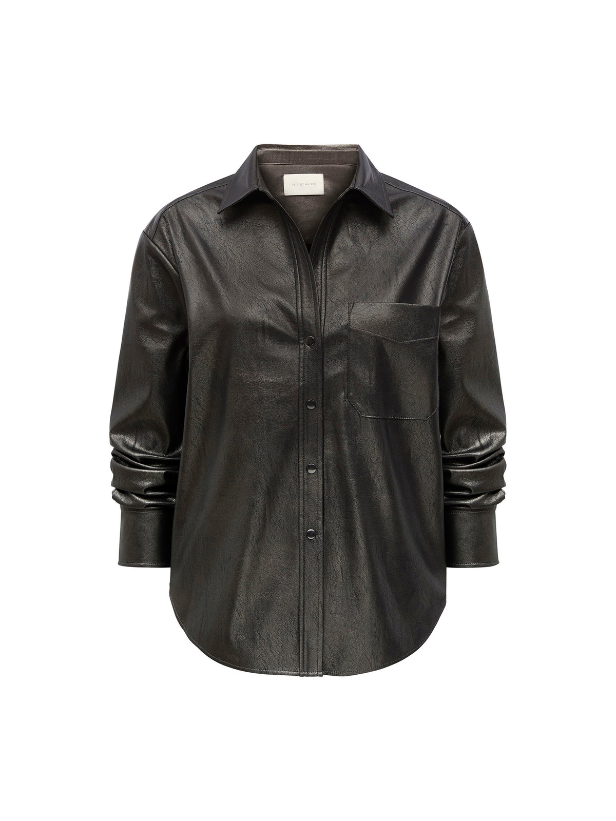 The Everyday Vegan Leather Shirt in Pewter Foil