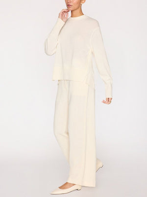 Fenton ivory crewneck fringe sweater full view